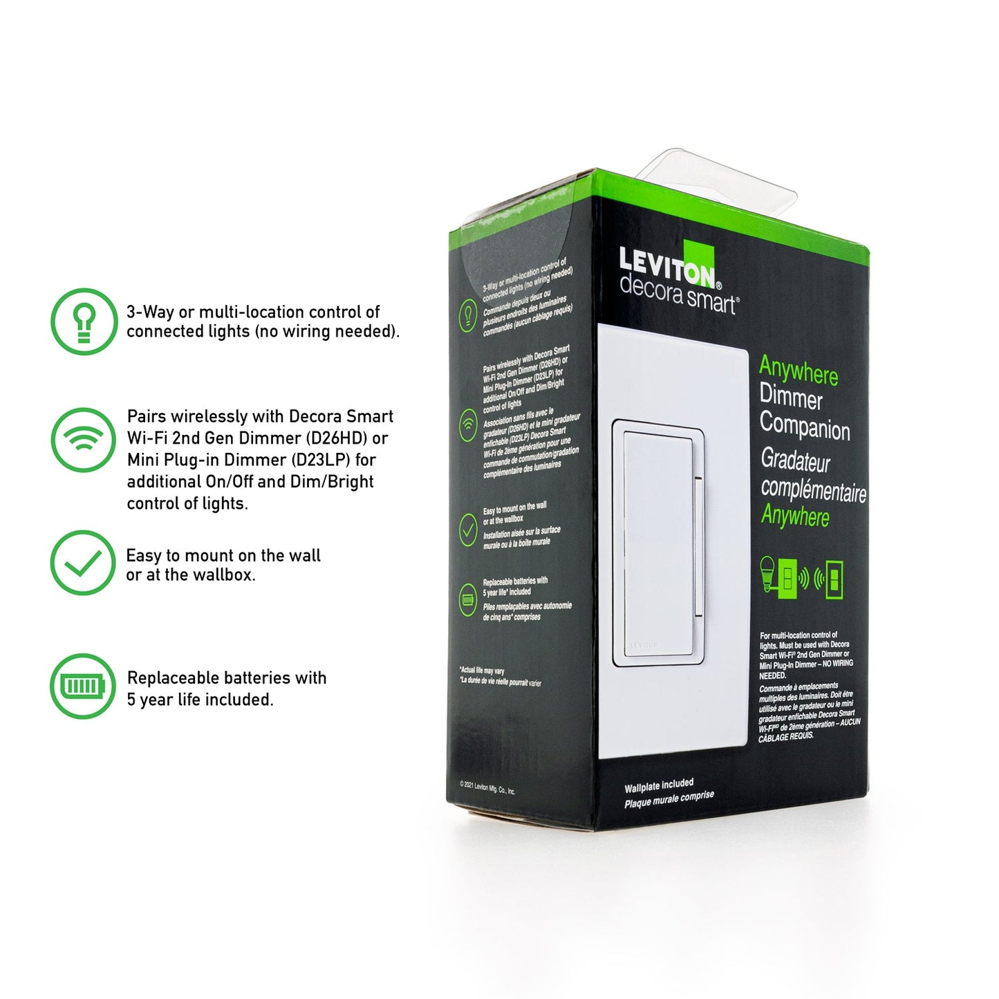 Decora Smart Wi-Fi Anywhere Dimmer Companion (2nd Gen) DAWDC