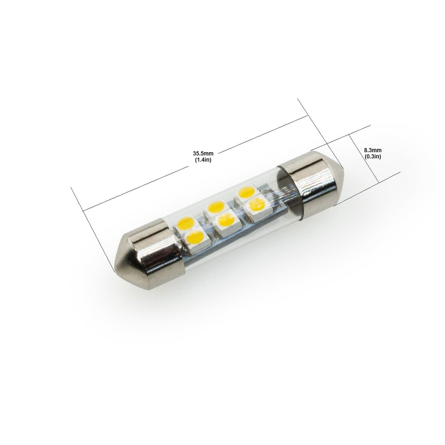 Festoon 36mm Bulb,12V 0.5W 3000K(Warm White) - GekPower