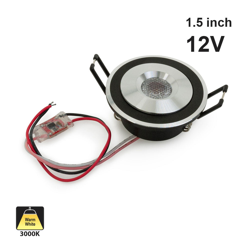 Type 5 1.5 inch Round Downlights/ Ceiling Lights, 12V 1W 3000K(Warm White), gekpower.ca