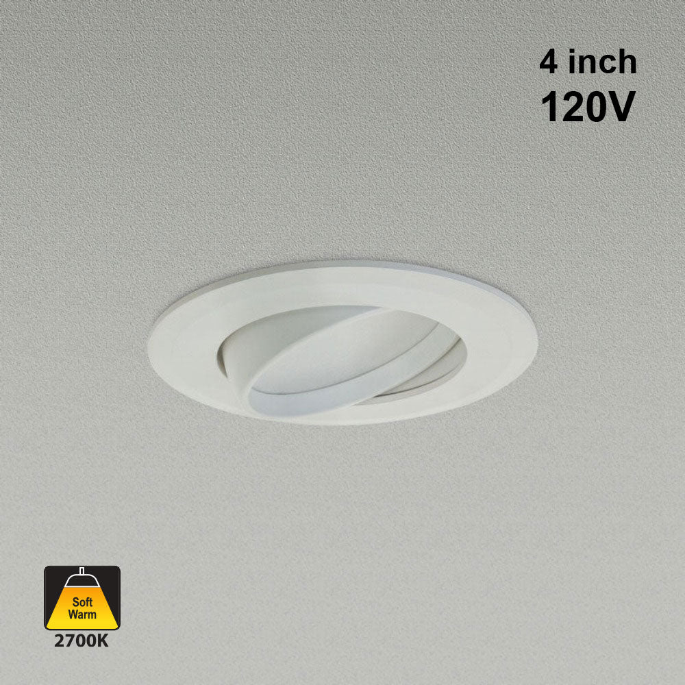 4 inch Retrofit Gimbal Dimmable Recessed LED Downlight / Ceiling Light LT-US-D413WC279E-11, 120V 13W 2700K(Soft White)