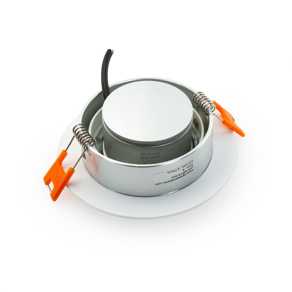 VBD-MTR-6W Low Voltage IC Rated Downlight LED Light Fixture, 3 inch Round White mr16 fixture, gekpower