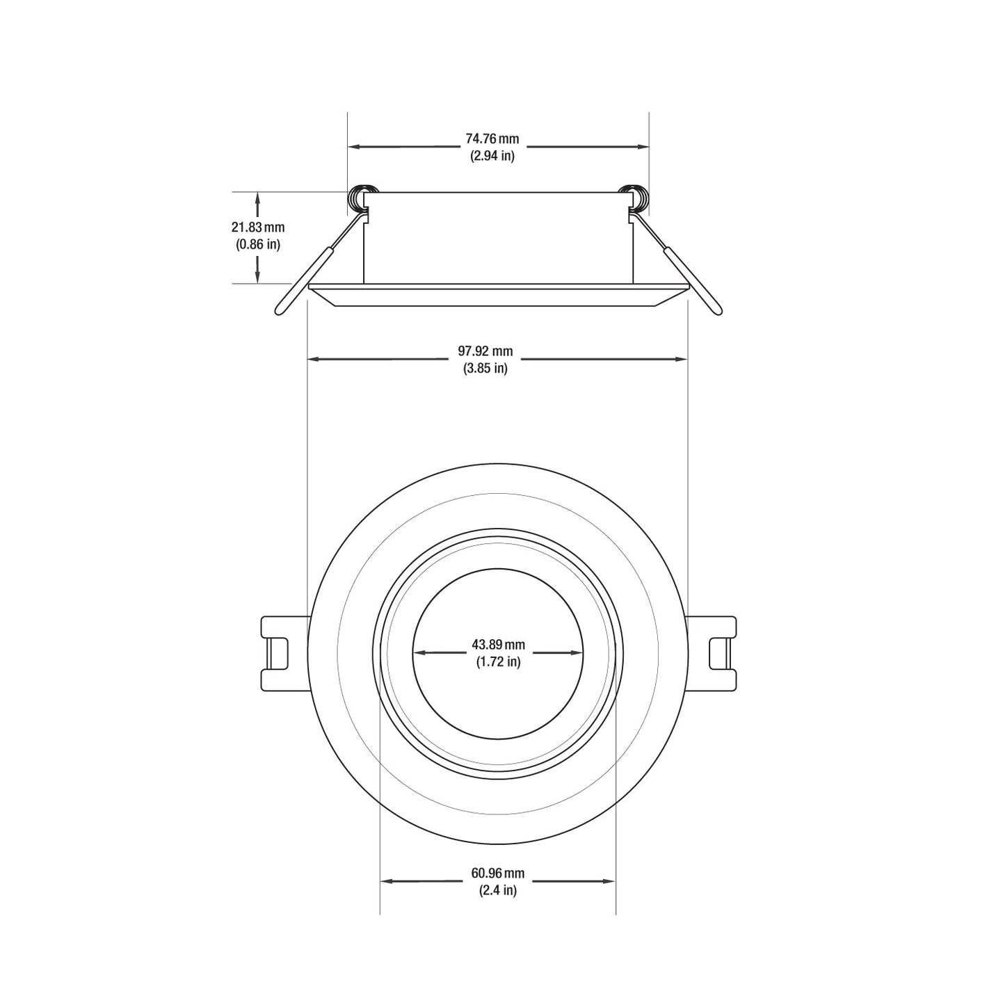 VBD-MTR-6W Low Voltage IC Rated Downlight LED Light Fixture, 3 inch Round White mr16 fixture, gekpower