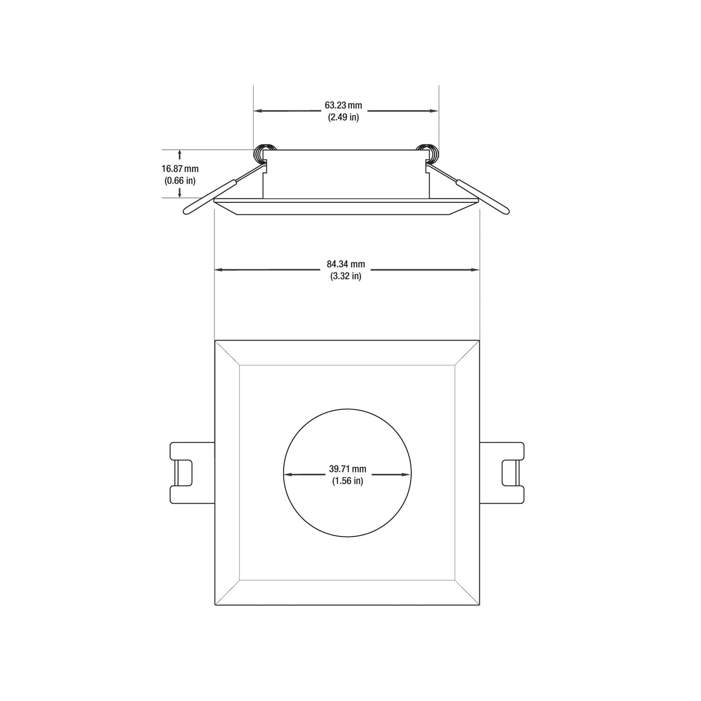 VBD-MTR-9W Low Voltage IC Rated Downlight LED Light Fixture, 2.5 inch Square White, mr16 fixture, gekpower