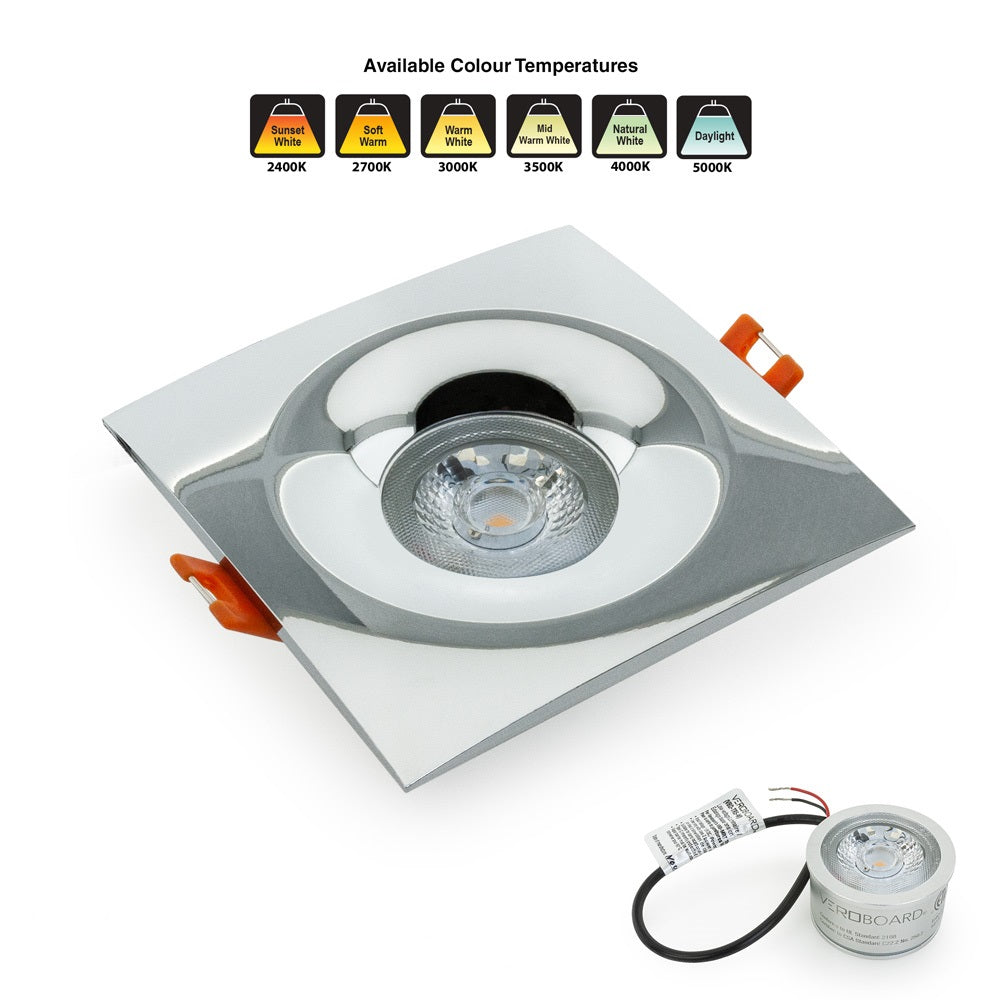 VBD-MTR-12C Low Voltage IC Rated Downlight LED Light Fixture, 2.5 inch Square Chrome. mr16 fixture, gekpower