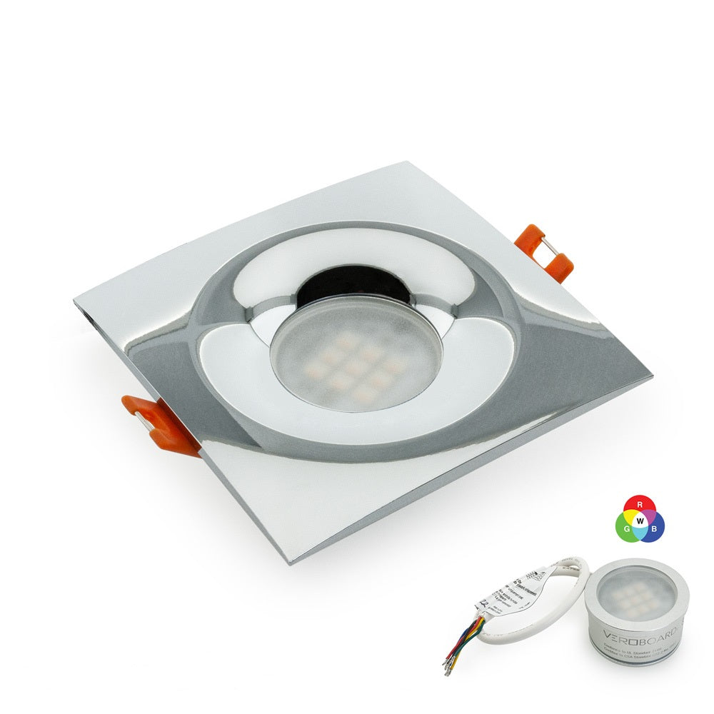 VBD-MTR-12C Low Voltage IC Rated Downlight LED Light Fixture, 2.5 inch Square Chrome. mr16 fixture, gekpower