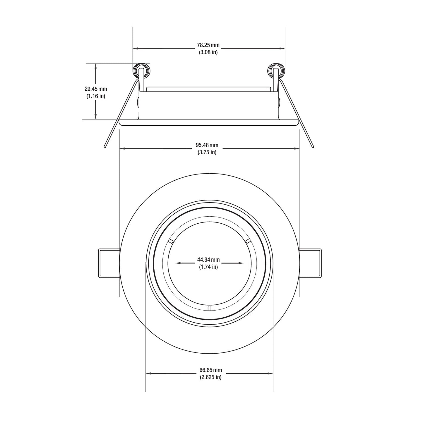T-66 MR16 Light Fixture (White), 3 inch Recessed Adjustable Gimbal Trim - GekPower