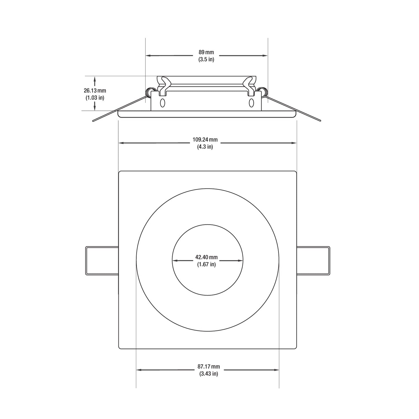 VBD-MTR-59T Low Voltage IC Rated Downlight LED Light Fixture, 3.5 inch Square White mr16 fixture, gekpower