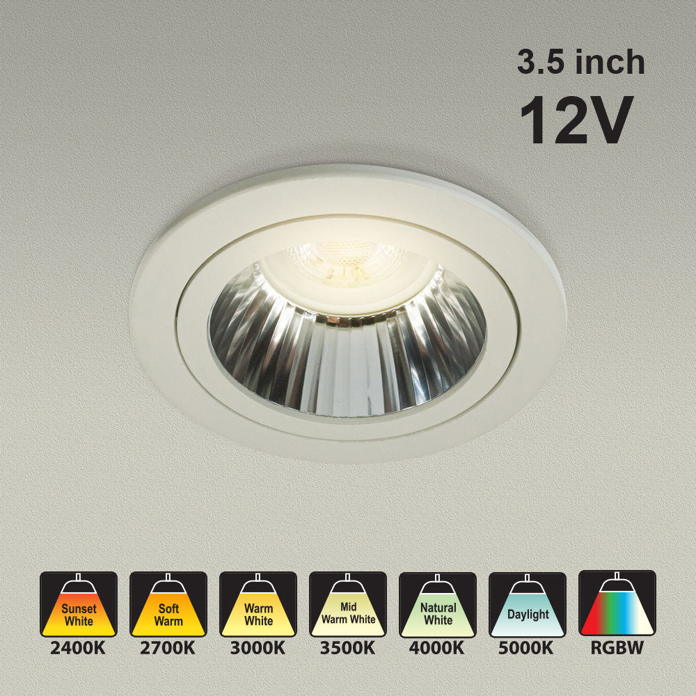 VBD-MTR-54T 12V Low Voltage IC Rated Downlight LED Light Fixture, 3.5 inch Round White