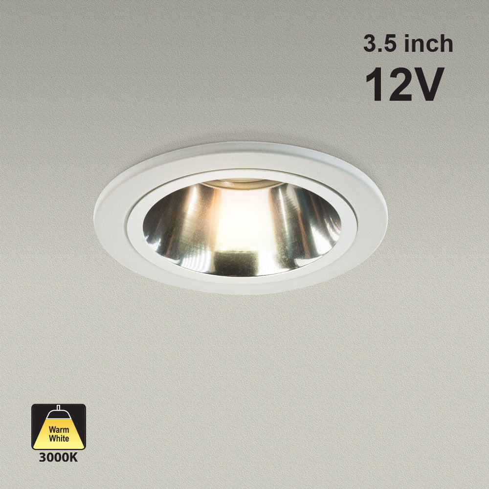 T-53 MR16 Light Fixture (White), 12V 3.5 inch Round Polished Chrome