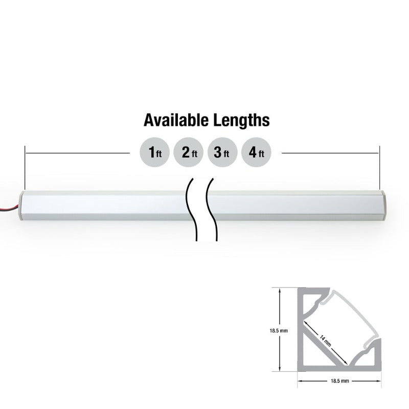 Corner Mount Silver Grey Aluminum Linear LED light 12V - C2 - GekPower