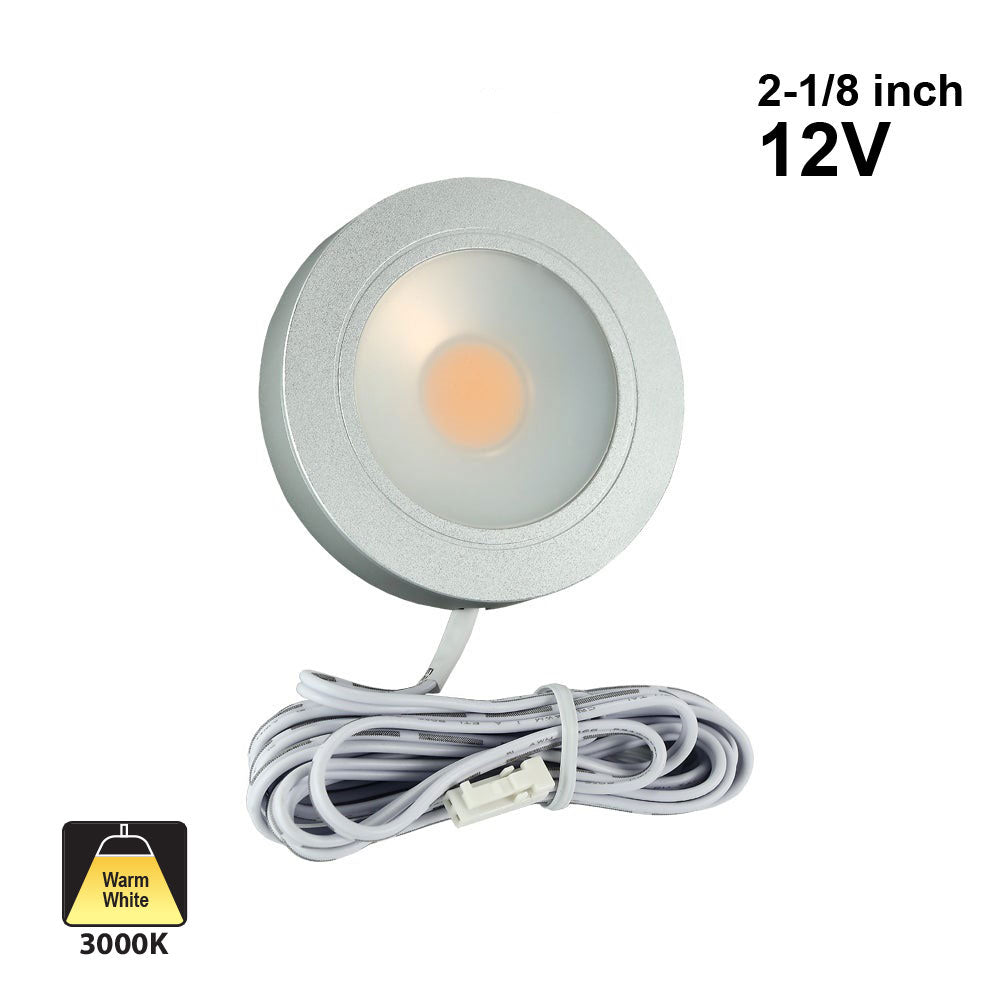 Round LED Retrofit Cabinet Lights, 12V 3.5W 3000K