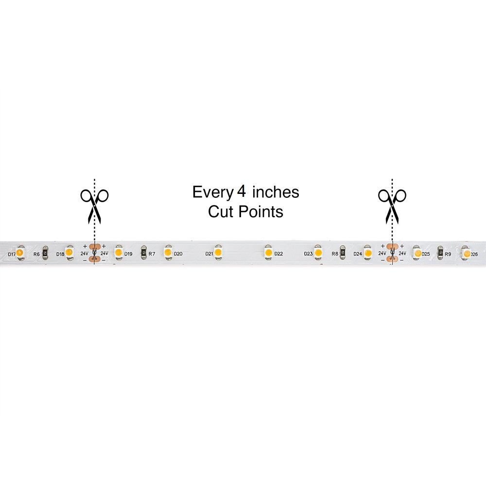 10M(32.8ft) Indoor LED Strip Light 3528, 24V 1.5(w/ft) 126-144(Lm/ft) 60(LEDs/m) CCT(2.7K, 3K, 6K), gekpower