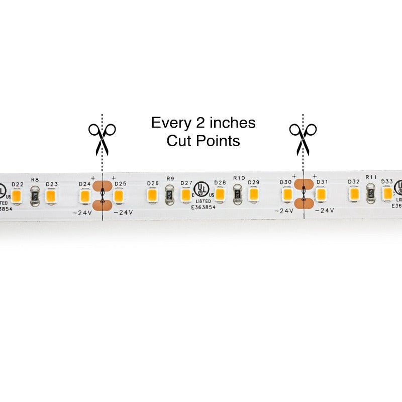5M(16.4ft) Indoor LED Strip 2835, 24V 9(w/ft) 720-750(Lm/ft) 120(LEDs/m) CCT(2.7K, 6K) - GekPower