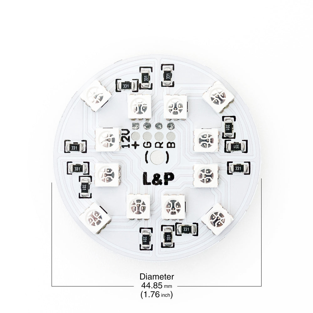 12V Flat Round PCB 12 SMD 5050 Constant Voltage LED Module 2W RGB