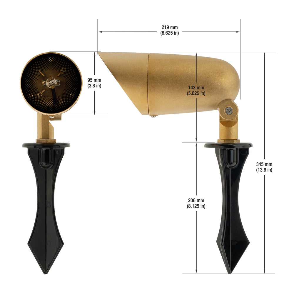 Brass Landscape Spotlight Type 2 Big, 12V 5W, gekpower