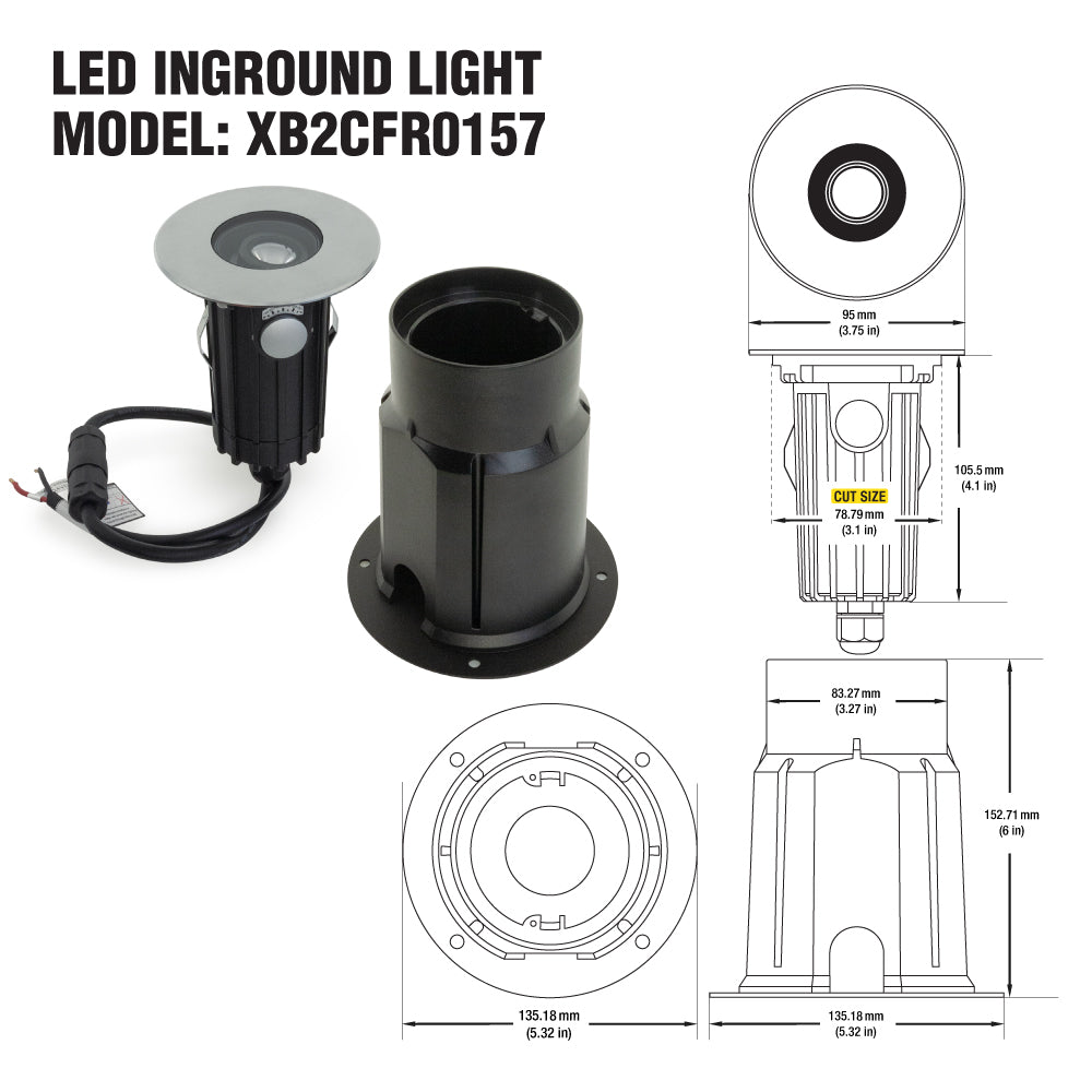 3.75 inch Round Inground Light 24V 2.5W 3K