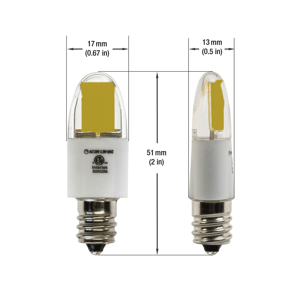 E12 LED Bulb COB, 120V 2.5W 6000K(Cool White)