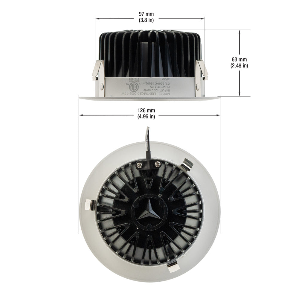 4 inch Retrofit Recessed LED Downlight / Ceiling Light 120V 15W 3000K(Warm White) - gekpower