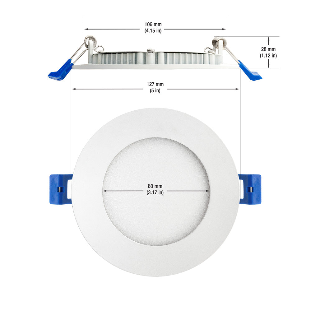 4 inch Flat Round Dimmable Recessed LED Panel Light / Downlight / Ceiling Light LED-S9W-5CCTWH, 120V 9W 5CCT(2.7K, 3K, 3.5K, 4K, 5K)