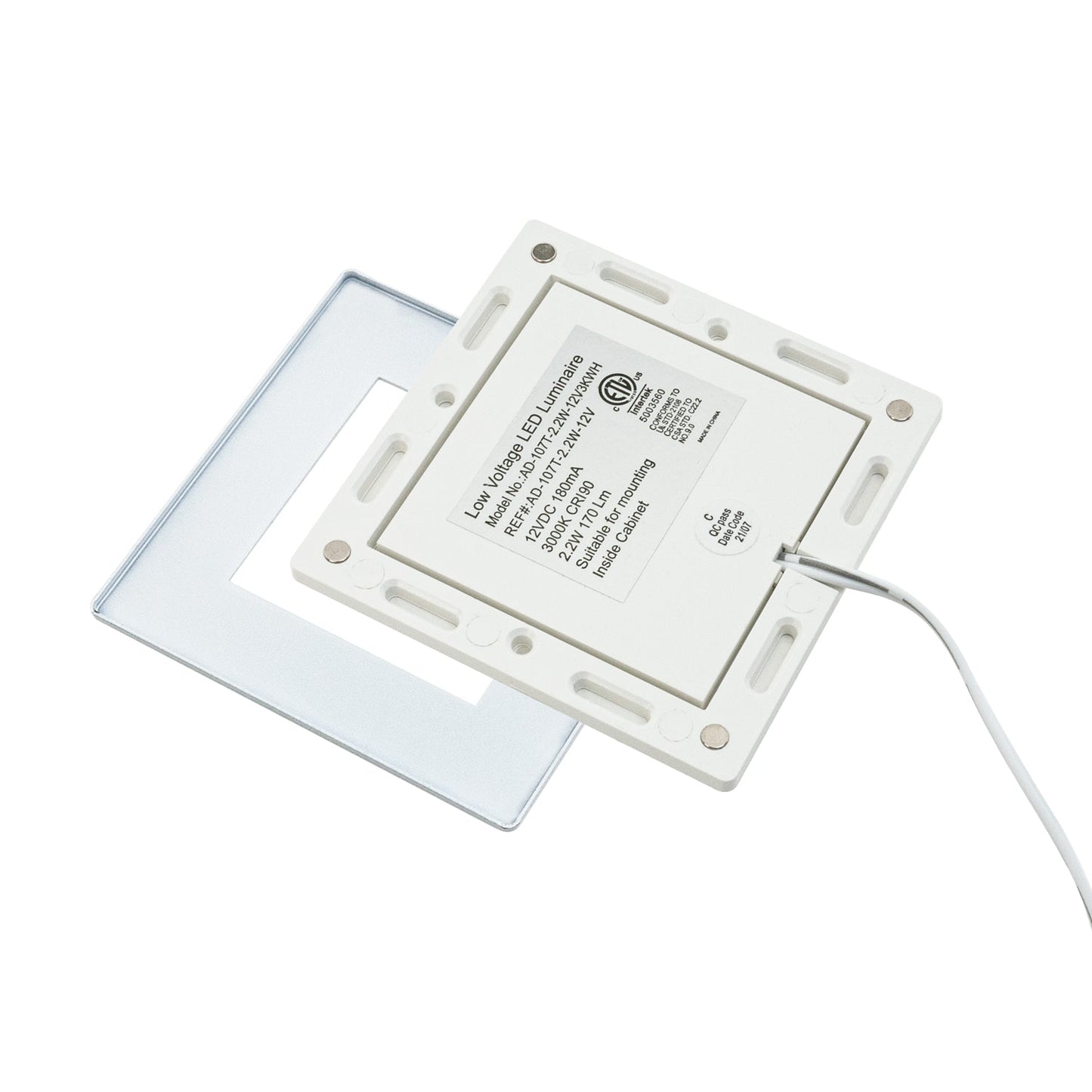 Square Cabinet Puck Light Surface Mount 12V 2.2W White AD-107T-2.2W-12V