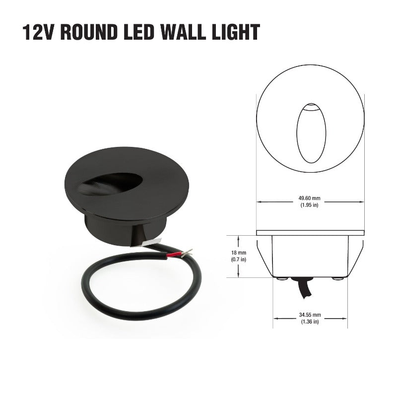 RD25-1W-3K-ORB Round LED Step Light 12V 1W