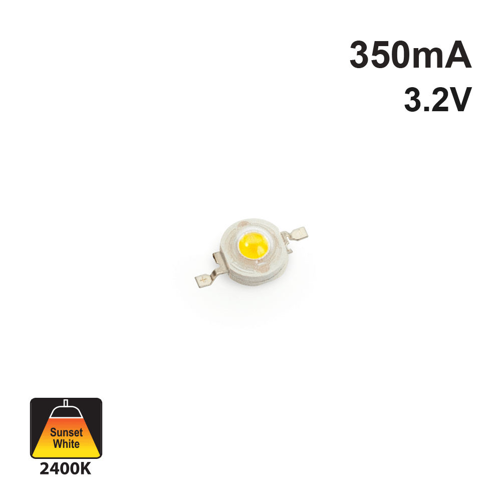 1 Watt SMD LED, 350mA, 120Lm, 2300-2400K, 3.2V