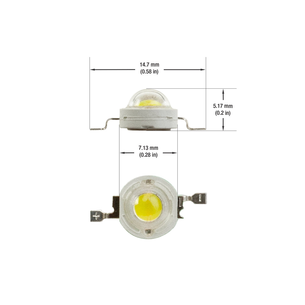 1 Watt SMD LED, 350mA, 90lm, CCT(3.8-4.1K, 8-10K), 3.2V