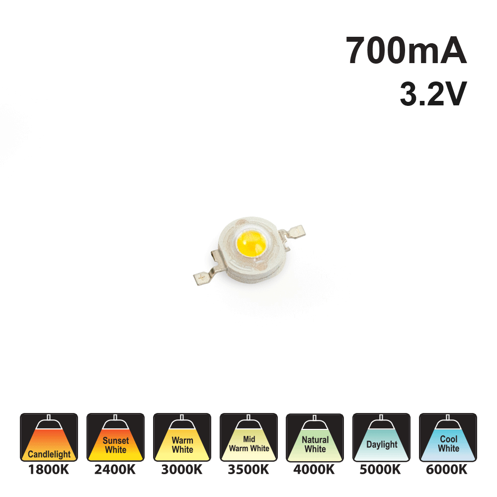 3 Watt SMD LED 700mA 200-230Lm