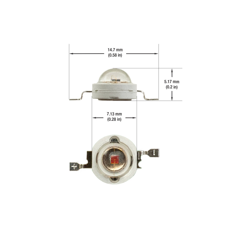 3 Watt SMD LED, 700mA, 70-80lm, Red, 2.2V