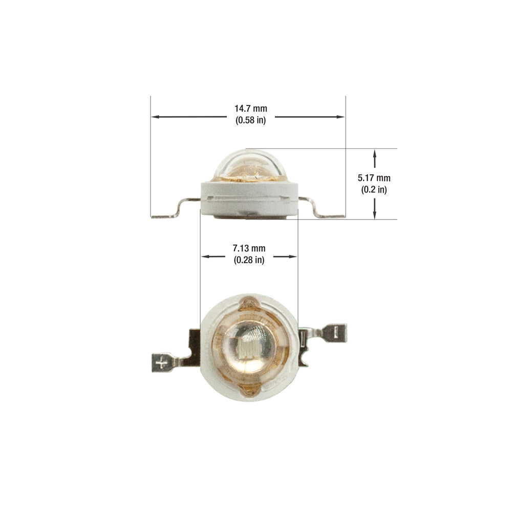 3 Watt SMD LED 700mA 30-40Lm, Violet 395-400nm, 3.2V