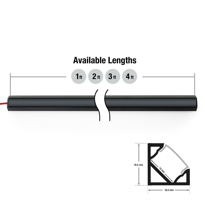 Corner Mount Black Aluminum Linear LED light 12V - C2B - GekPower