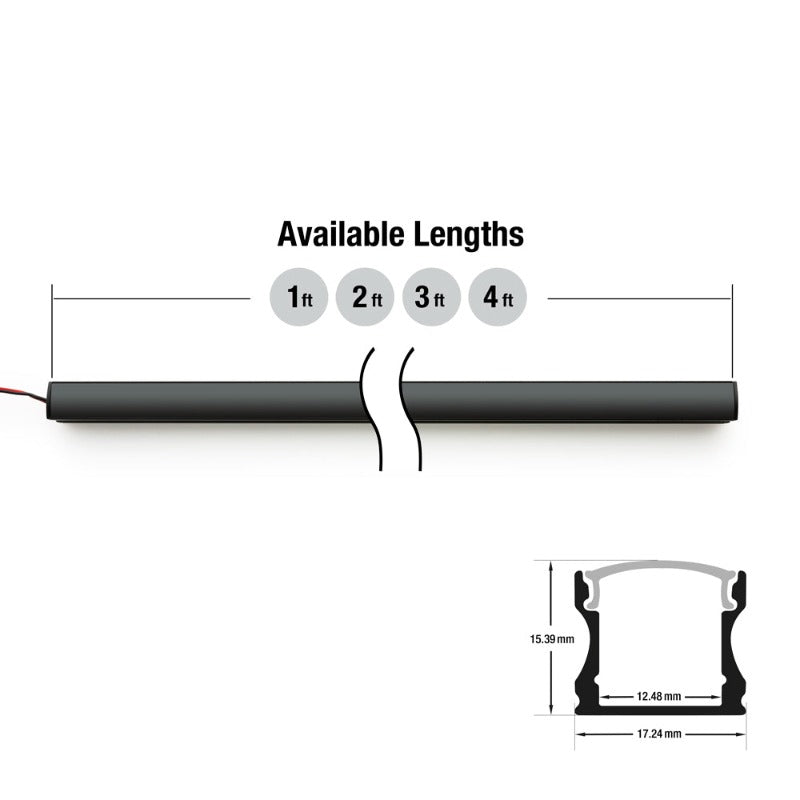 15mm Deep Dot-Free Surface Mount Black Aluminum Linear LED Light 12V - S4B - GekPower