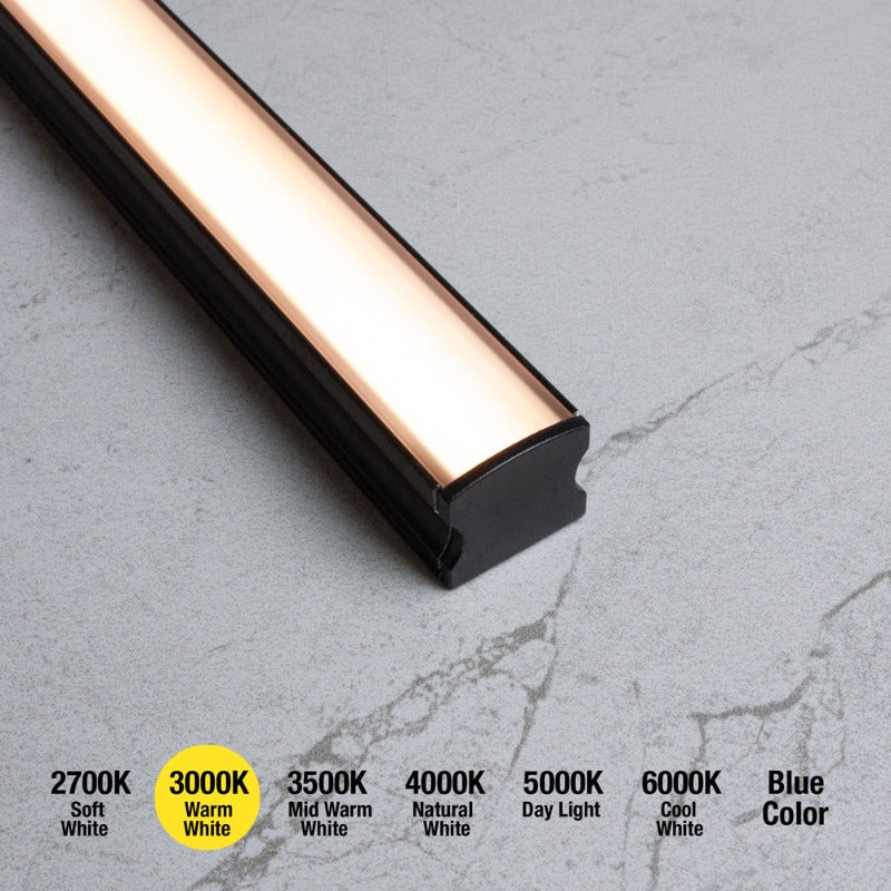 15mm Deep Dot-Free Surface Mount Black Aluminum Linear LED Light 12V - S4B - GekPower