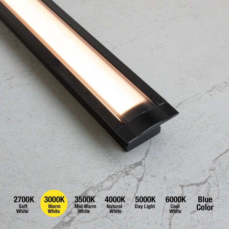 15mm Deep Dot-Free Recessed Black Aluminum Linear LED Light 12V - RF1B - GekPower