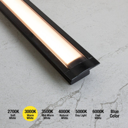 15mm Deep Dot-Free Recessed Black Aluminum Linear LED Light 12V - RF1B - GekPower