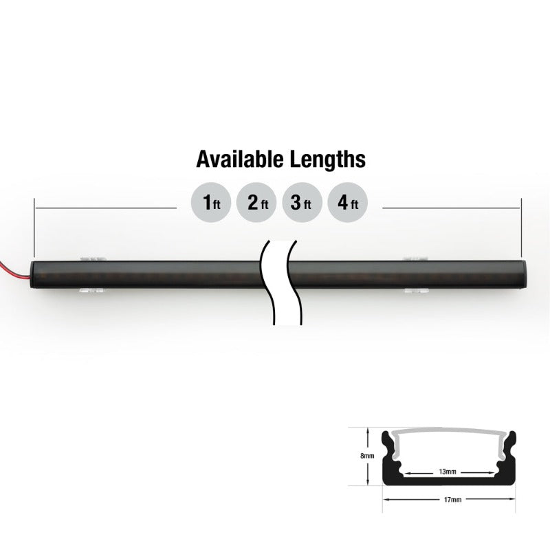 Low Profile Black Aluminum Linear LED Light for under cabinet 12V - S5B