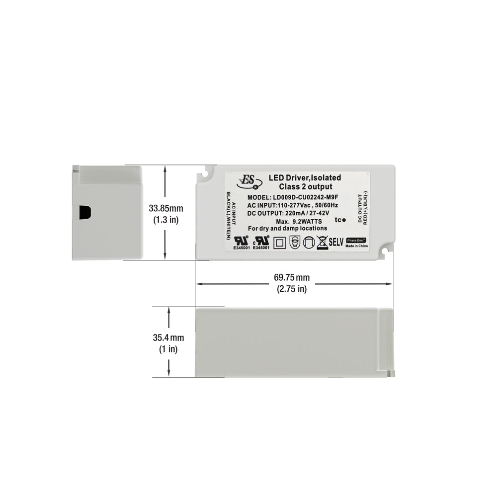 ES Constant Current LED Driver 220mA 33-42V 9W LD009D-CU02242-M9