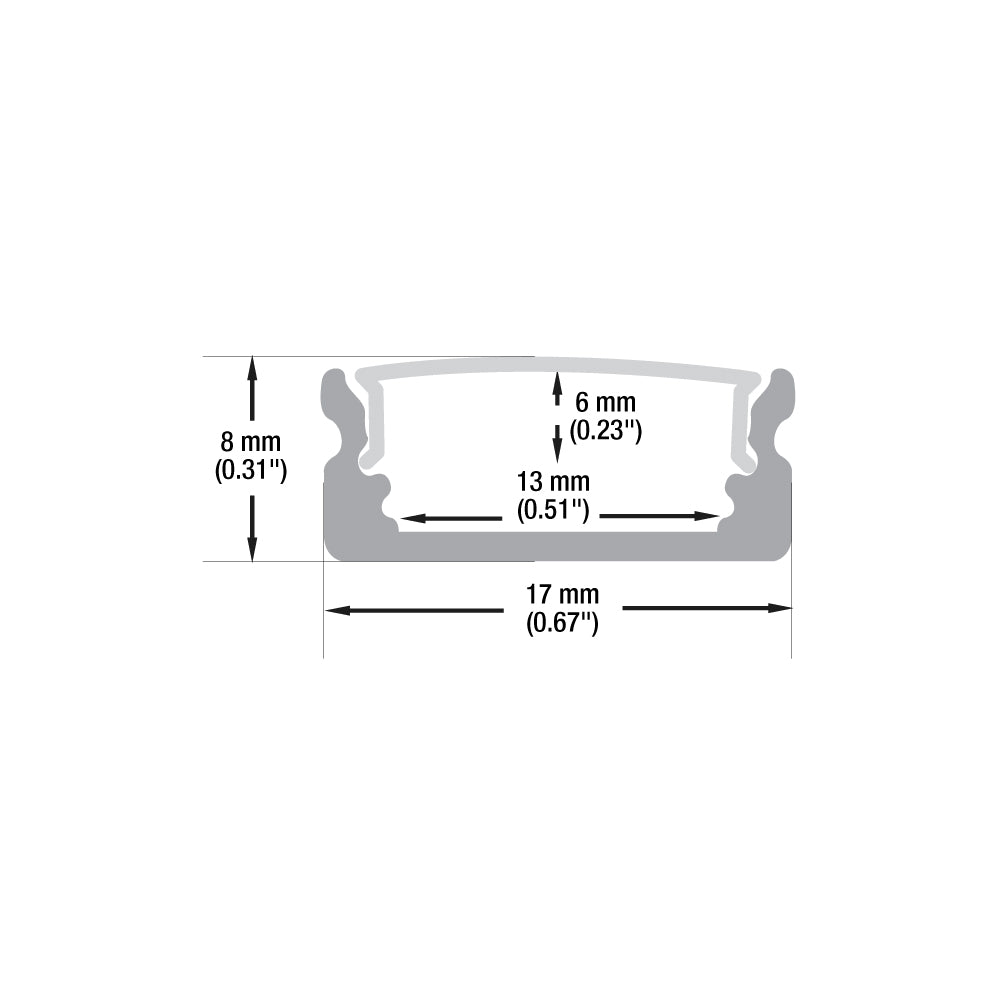 Low Profile Linear Aluminum LED Channel for LED Strips 2Meters(6.5ft) VBD-CH-S5-2