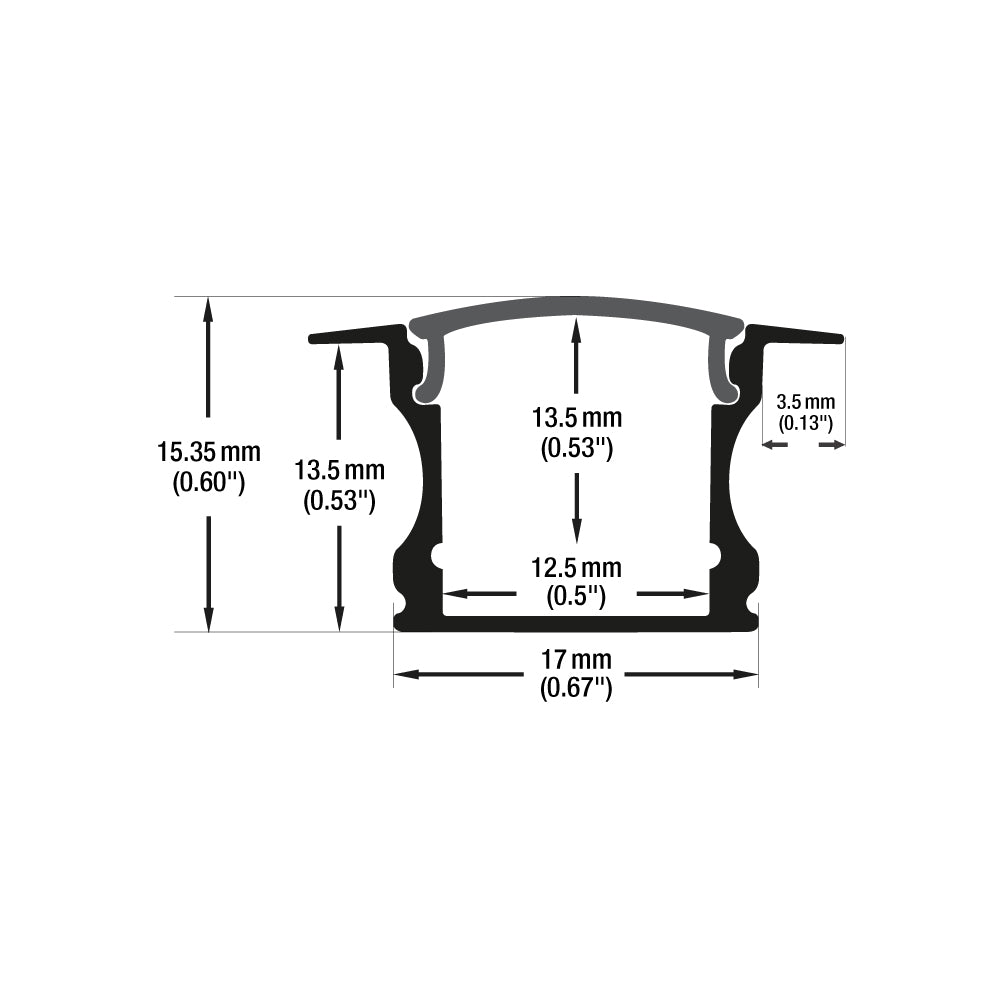 Deep Recessed Linear Aluminum LED Channel Black for LED Strips 2Meters(6.5ft) VBD-CH-RF1B-2