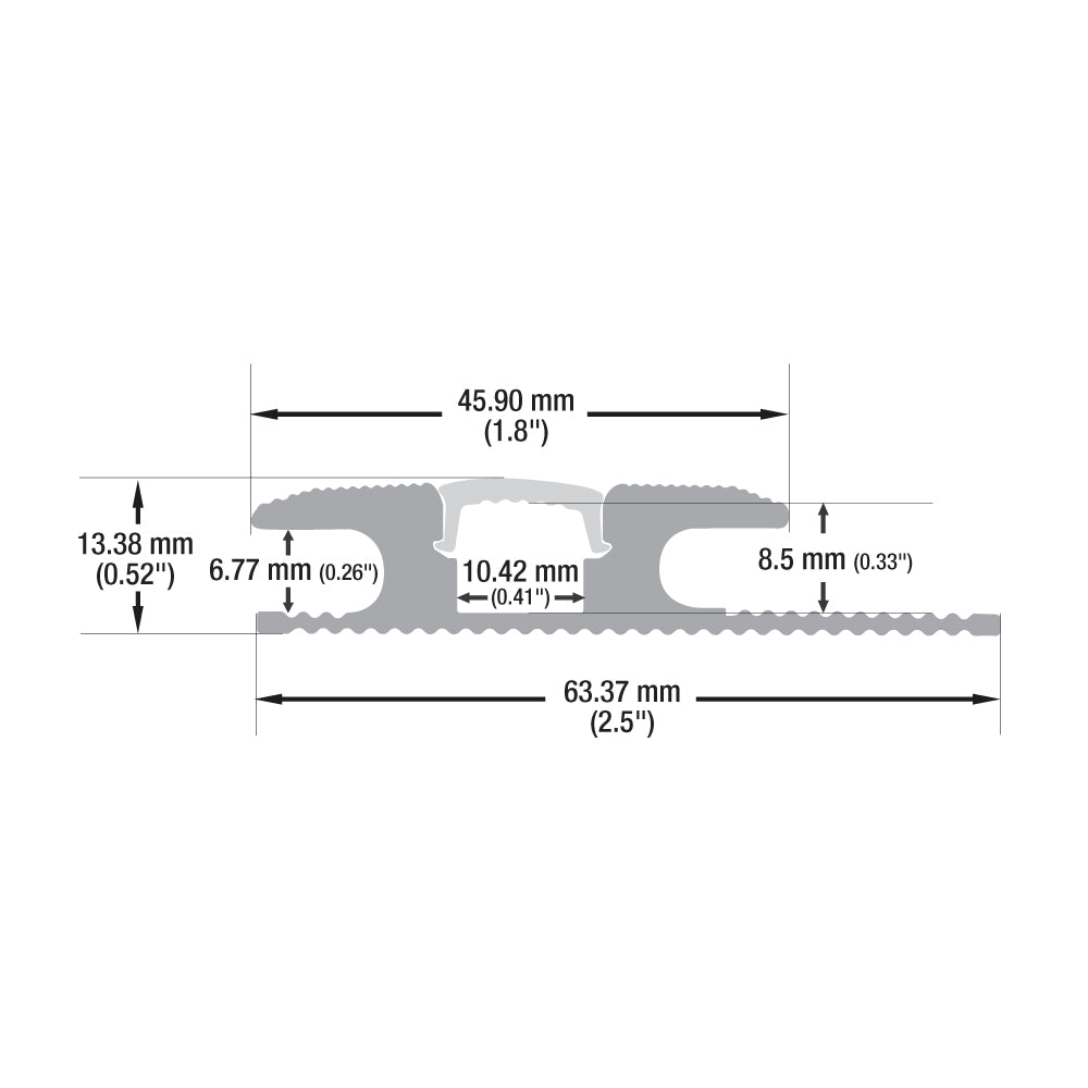Multi Floor Transition Aluminum LED Channel for LED Strips 2Meters(6.5ft) VBD-CH-W3-2 (Walkway/Floor)