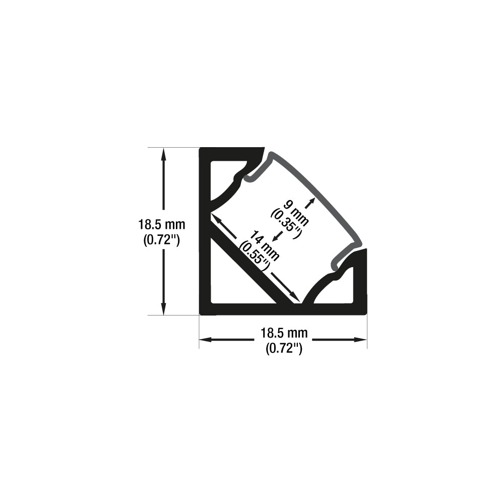 Corner Mount Linear Aluminum LED Channel Black for LED Strips 2Meters(6.5ft) VBD-CH-C2B-2