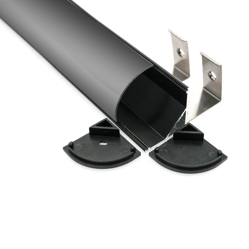 Corner Mount (Curve) Linear Aluminum LED Channel Black
