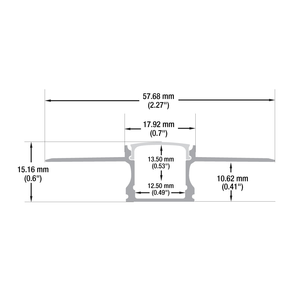 Drywall(Plaster-In) Deep Recessed (18mm) Aluminum LED Channel for LED Strips 2Meters(6.5ft) VBD-CH-D7-2
