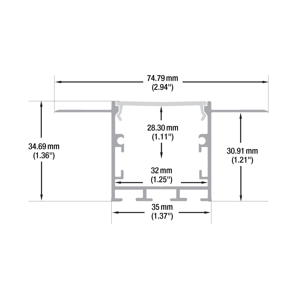 Drywall(Plaster-In) Deep Recessed (35mm) LED Channel for LED Strips