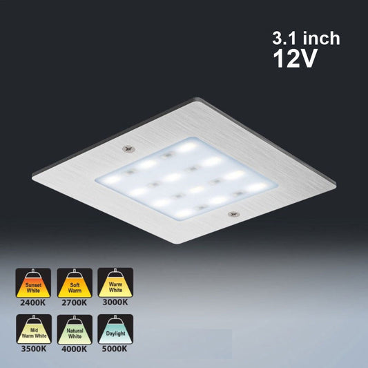 VBUN-S50-12V Brushed Nickel Square Ultrathin Cabinet Lights.