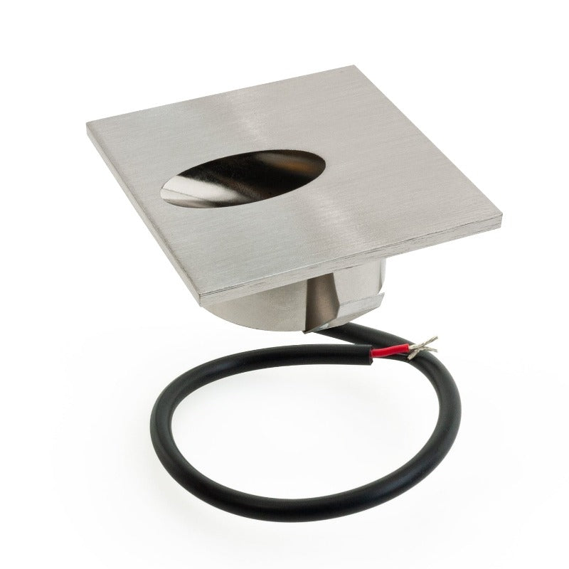 Square LED Step Light/ Pathway Light 12V 1W Brushed Nickel