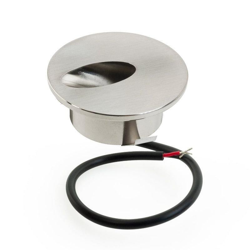 Round LED Step Light/ Pathway Light 12v 1w Brushed Nickel