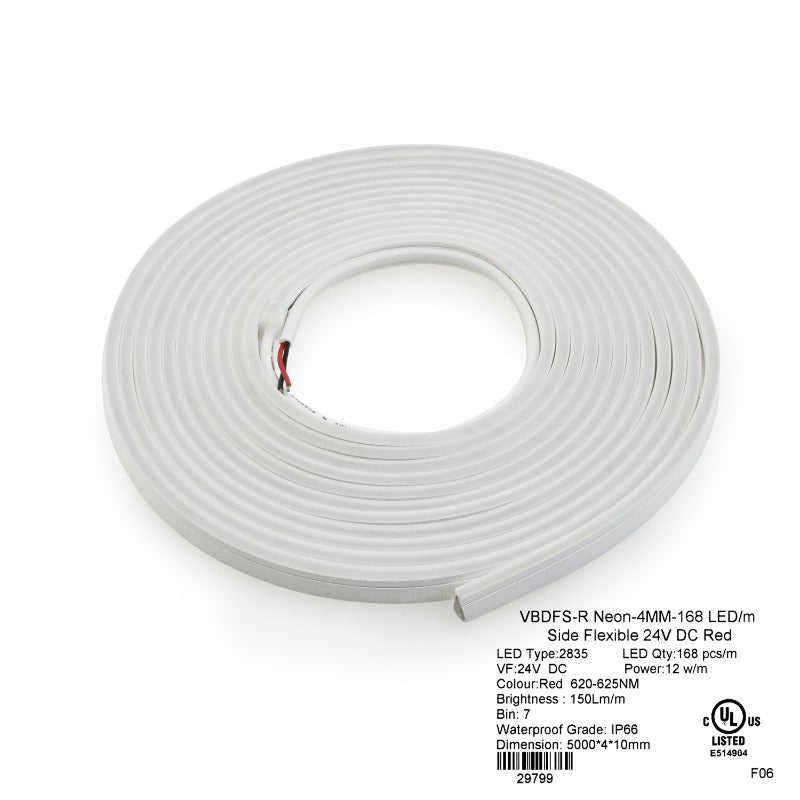 5M(16.4ft) LED Neon light Strip 24V 3.75W/ft Red