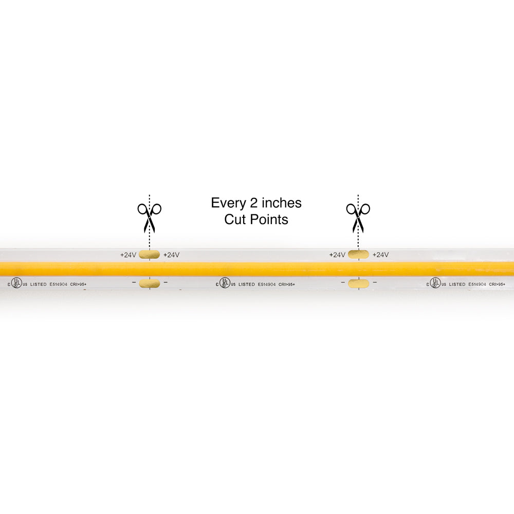 5M(16.4ft) Indoor LED Strip COB480W3, 24V 3(w/ft) 232(Lm/ft) 480(LEDs/m) CCT(2.7K, 3K, 3.5K, 4K, 5K) - GekPower
