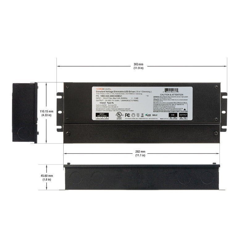 5 in 1 Dimming Triac/Phase/MLV/ELV/0-10V/Potentiometer/10V PWM, LED Driver VBD-024-288C2DM5i1 (Class2 3x96W), gekpower